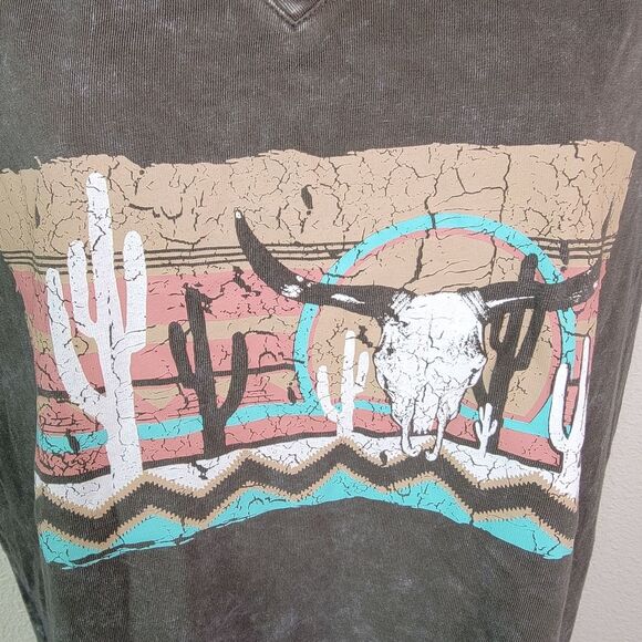 Rock & Roll Cowgirl Southwest Print V-neck t-shirt Medium M - Picture 3 of 6